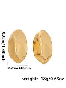 女士不对称几何耳环一对 - 金黃色 - 查看 2