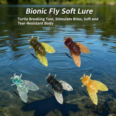 Bionic Fly Lure Soft Bait, Poisonous Mosquito Fly Horse Mouth Hook Fake Bait, White Stripe Upturned Beak Micro-Bait
