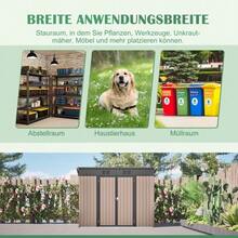 8x4 FT Metal Garden Shed With Sturdy Metal Foundation, Weatherproof Garden Shed For Garden & Patio, Spacious Garden House In Brown – Incl. Foundation Frame (Base Plate Required) - Brown - View 7