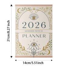 1 cuốn sổ kế hoạch và sổ tay xoắn lò xo hiện đại năm 2026 dành cho phù thủy - Sổ tổ chức cá nhân 117 trang với bảng tầm nhìn, theo dõi chu kỳ mặt trăng và các trang kiểu bài Tarot, trang thiết lập dự định và mục tiêu hàng năm, lịch tuần và tháng dạng rời dành cho phụ nữ có đời sống tâm linh. - Hình chữ nhật - Xem 3