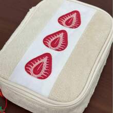 Cute Embroidered Strawberry Pencil Case Portable Stationery Pen Box Multi Functional Large Capacity Makeup Bag Storage Bag CFI8 - người - Xem 2