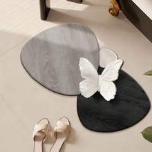 1pc Nordic Style Butterfly Contrast Color Design Irregular Shaped Doormat, Gray & Black Minimalist Bathroom Mat, Bathroom Carpet, Doormat, Small Rug, Carpet, Home Decor, Area Rug, Outdoor Mat, Bedroom Carpet, Washable Rug (Handcrafted Irregular Pattern May Have 1-5cm Deviation, Suggest Ordering Larger Size) - Multicolor - View 3