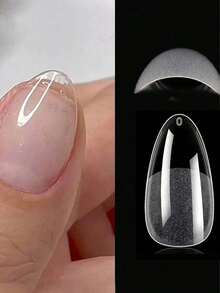 240pcs Almond Shaped Soft Gel Nail Stickers, Medium Size, Full Coverage, Press-On Extended Fake Nails, Semi-Matte Pre-Shaped Transparent Acrylic False Nail Stickers Nail Supplies - Thông thoáng - Xem 10