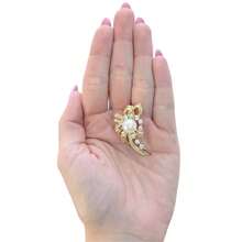 Metal Brooch With Pin, Rhinestones, Pearls, Embellishment For Scarf, Clothing. - 查看 3