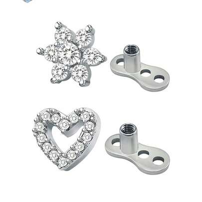 CatDObo 1pc 14G Cubic Zirconia Subdermal Anchor With Top And Base, Hypoallergenic Material, Exquisite Crystal Micro Subdermal Piercing Jewelry, Punk StPersonalized Jewelry, Gift For Women