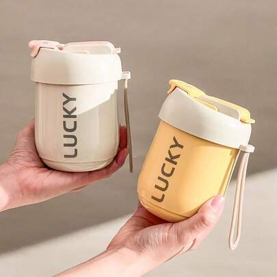 1 cốc nước hai lớp bằng thép không gỉ 316 dung tích 360ml có ống hút và dây nâng, cốc uống nước kín, chống rò rỉ, cốc có vạch chia, cốc sữa cà phê cách nhiệt hai lớp có thể tháo rời, đồ dùng nhà bếp, thích hợp cho học sinh và người lớn sử dụng tại nhà, trường học, ký túc xá, văn phòng, cắm trại ngoài trời, dã ngoại, du lịch, mang đi học.