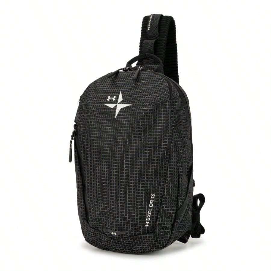 Under Armour 男士女士胸包UA Explor Sling黑色斜背包戶外運動休閒背攜舒適胸包6009914-001 - 黑色 - 查看 1