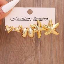 3-12件装时尚金属色调派对节日多造型耳环套装，适合女性日常、节日、派对佩戴，轻盈ABS树脂材质，女士时尚耳环套装 - 彩色 - 查看 6