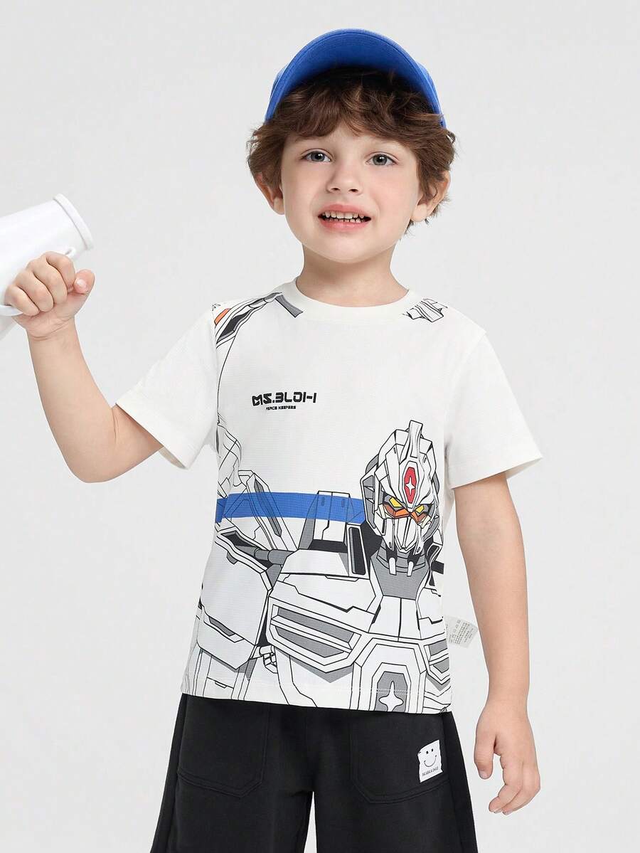 Balabala Tween Boys Summer Short Sleeve T-Shirt 2026 Lightweight Breathable Soft Cool Top - White Tone - View 1