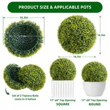 2/4 Pack Artificial Boxwood Topiary Balls  - Realistic Faux Greenery For Porch, Patio, Balcony Decor - Outdoor/Indoor Hanging Plants, Wedding & Home Decoration - Cây xanh, 16,53 inch - Gói 2 cây - Xem 2