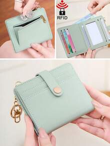 时尚对折超薄卡包，多卡位零钱袋，轻巧简约设计，便携式女士休闲日常钱包 - 彩色 - 查看 8