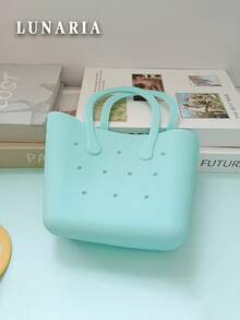 Children Silicone Solid Color Flower Hollow DIY Detachable Handbag Mini Rubber Tote Bag Small Rubber Beach Bag For Kids(Random Pattern) - Nhiều màu - Xem 10