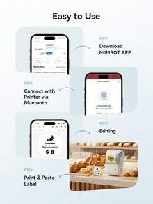 Niimbot B1 便携式热敏标签打印机，迷你口袋打印机，移动蓝牙口袋标签价格标签机 - 彩色 - 查看 5