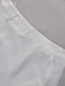 女士优雅休闲白色高腰长裙，垂坠面料，适合夏季办公及日常穿着 - 白色 - 查看 5