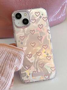 1 chiếc ốp lưng điện thoại hình trái tim màu hồng dành cho nữ, hiệu INS, dùng bảo vệ điện thoại 17 Pro Max 16 15 14 13 12 11. - Hồng - Xem 5