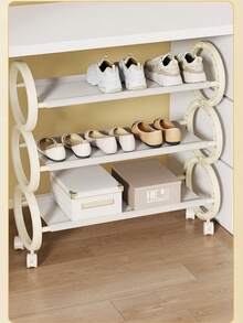 Kệ giày nhựa chịu lực 3 tầng/4 tầng (có thể điều chỉnh) với bánh xe xoay 360° và tay cầm dạng vòng - Tủ giày di động tiết kiệm không gian, màu đen, kiểu dáng hiện đại, phù hợp cho không gian nhỏ, căn hộ, lối vào - Kệ giày di động và kệ giày treo - Nhiều màu - Xem 3