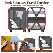 Suitcase Cabin Size Carry On 20 24 28 Inch 3 Piece Set Hard Shell Lightweight Spinner Wheels Combination Lock Telescopic Handle Travel Luggage - Navy Blue - View 7