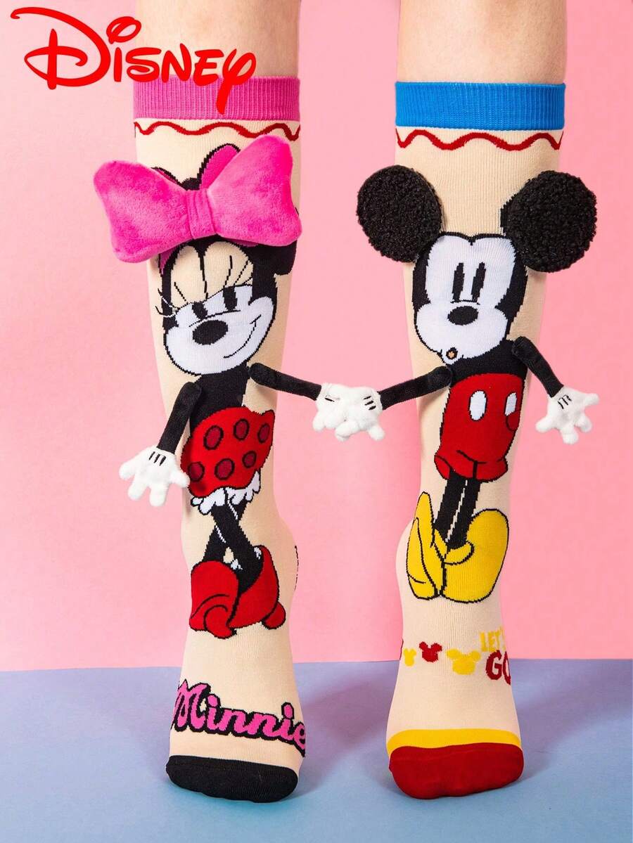 Cute 3D Disney Mickey Mouse Over-The-Knee Socks, Children's Christmas Stockings, Fashionable Children's Party High Socks, High-Quality Gifts. Back To School Season, Fun And Fashionable Disney Fans, Family Gathering Christmas Gifts Handbag Socks - Multicolor - View 1
