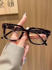 1 Pair Unisex Plastic Black Classic Square Frame Glasses, Metal Hinges, Casual Wear, Driving, Fashion Non-Prescription Glasses, Suitable For Myopia Couples - Multicolor - View 9