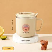 1个270毫升迷你可爱水豚牛奶杯，儿童吸管手柄水杯，密封防漏316不锈钢吸管杯，便携式双层保温茶牛奶咖啡杯，防烫饮水杯，适合学生和成人居家、学校、办公室、聚会、露营、野餐等场合使用。 - 彩色 - 查看 19