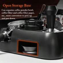 1个黑色/白色多功能意式浓缩咖啡敲粉盒及压粉器支架，适用于51-58毫米的咖啡手柄和滤篮，带防滑底座和咖啡工具收纳架，方便存放咖啡配件。 - 黑色 - 查看 5