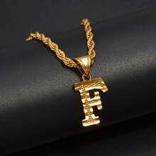 Collares con letras A-Z para mujeres y hombres, colgante con inicial bañado en oro, cadena de cuerda, joyería de letras del alfabeto en inglés, africana - Amarillo Oro - Ver 33