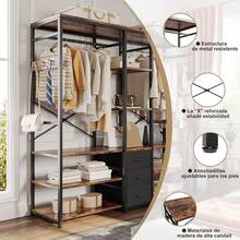 Armables Para Ropa,Perchero Para Ropa Con 3 Cajones de Tela y Ganchos,Rack Para Ropa Con 8 Estantes Abiertos,Perchero Abierto Extra Grande,Closet Organizador de Ropa,183*200*40CM - Ver 6