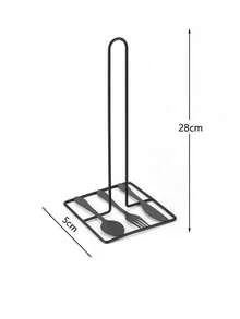 Portarotolo da cucina verticale con rivestimento elettrolitico, finitura naturale, supporto e esposizione verticale per rotoli di carta, portarotolo verticale - Bianco e nero - Visualizzare 12