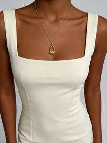 1 chiếc dây chuyền mặt dây hình giọt nước bằng thép không gỉ mạ vàng 18K, thanh lịch và đa năng, phù hợp để đeo hàng ngày, quà tặng Ngày của Mẹ. - Vàng - Xem 3