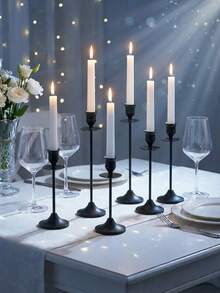 Ramadan Moon/Star Candle Holders, Black Metal Cone Candle Holder Set, Decorative Candle Holders For Dining Table, Home Decor, Room Decor, Party And Holiday Decor With Stars, Moons, Lanterns - A Perfect Gift For Family And Friends - Black - View 3