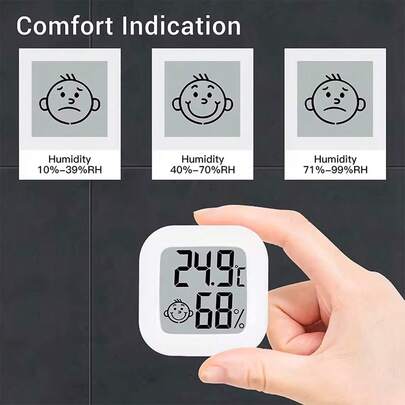2pcs High Precision Mini Digital Thermometer Hygrometer, Room Thermometer With 3 Seconds Fast Refresh, Indoor/Outdoor Temperature Humidity Monitor, Large LCD Display, Suitable For Home, Bedroom, Nursery, Office, Greenhouse, Car