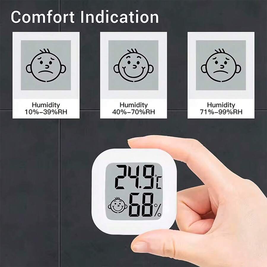 2pcs High Precision Mini Digital Thermometer Hygrometer, Small Room Temperature Monitor With Fast Refresh, Indoor/Outdoor Temperature & Humidity Sensor, LCD Display, Suitable For Home, Bedroom, Baby Room, Office, Greenhouse, Car - White - View 1