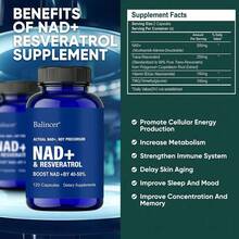 Bcuelov NAD +Resveratrol Formula - Immune System Support For Men And Women - 120 Capsules - 1 Bottle - View 2