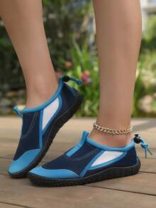 女士速干轻便水袜，适合游泳、沙滩、冲浪 - 防滑鞋底 - 藍色 - 查看 1