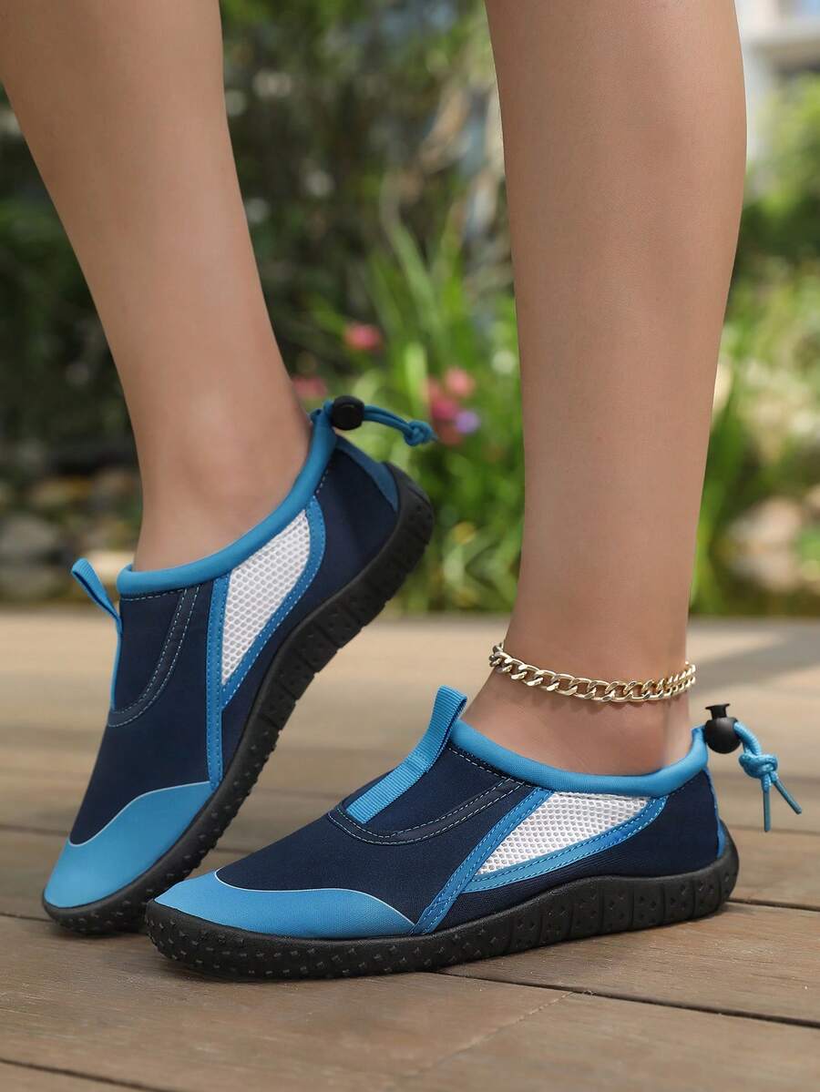 女士速干轻便水袜，适合游泳、沙滩、冲浪 - 防滑鞋底 - 藍色 - 查看 1