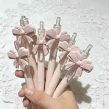 7支装高品质领结中性笔套装（2支笔+5支笔芯），0.5毫米顺滑书写按动式中性笔，粉色领结系列按压式笔，派对礼物，纪念品，学校及办公用品，青少年礼物 - 2支筆+5支筆芯 - 查看 5