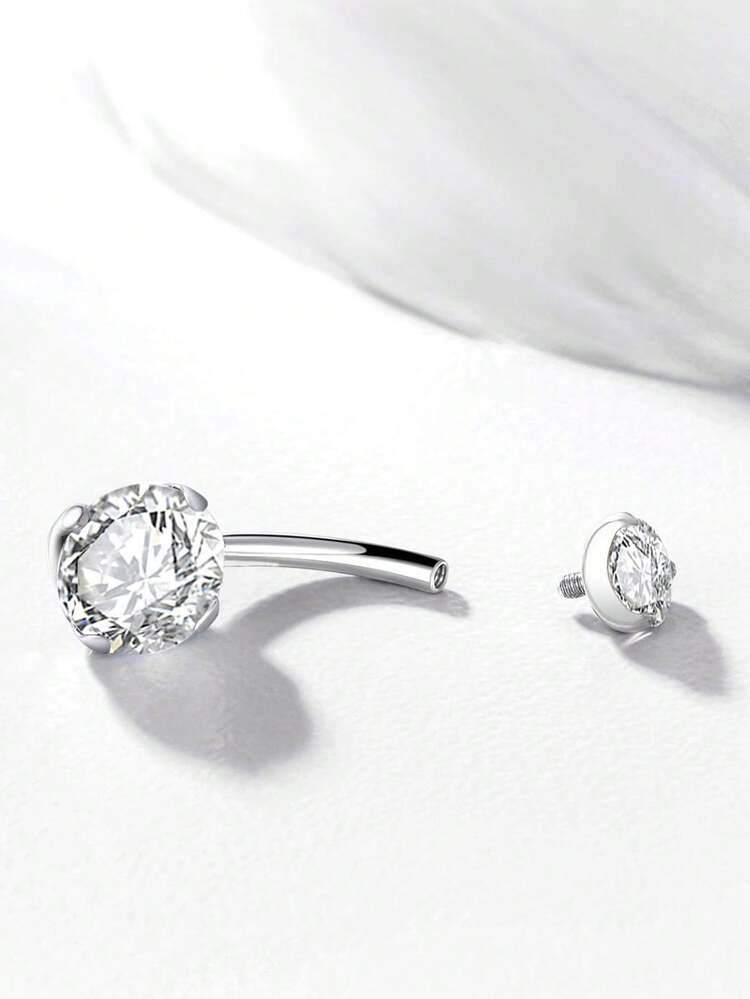 14G Belly Button Ring Surgical Stainless Steel Round Cubic Zirconia Navel Barbell Belly Rings For Women - Navel Nails - View 13