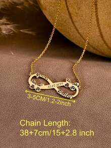 Custom Butterfly Name Necklace, Personalized Infinity Couple Name Necklace, Stainless Steel Anniversary Date Plaque Pendant Necklace, Valentine's Day Gift, Women's Fashion Jewelry - Multicolor - View 5