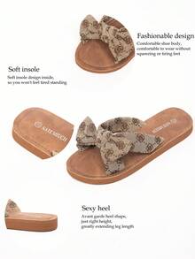 MIUCH Original Design All-Season Bestselling European And American Casual Vintage Relaxed Lightweight Breathable Open-Toe Shock-Absorbing Handmade Flat Sandals, Suitable For Pairing With Pants And Skirts For Beach Travel Vacation, Valentine's Day Mother's Day Shopping Dates, Versatile Brown Sandals; Summer British Academy Romantic Sweet Cute Outdoor Multifunctional Bow Women's Sandals; Indoor Home Women Slippers, Aesthetic - Brown - View 7