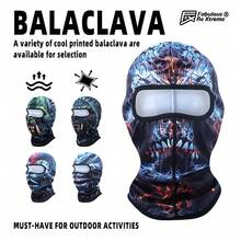 Fabulous Be Xtreme Fierce Skull Print Balaclava Mask, Breathable Outdoor Cycling Hiking Fishing Sun Protection Face Cover, Suitable As Helmet Liner - Multicolor - View 1