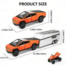 1:32 Proportional Cyber Truck-Style Die-Cast Truck Set, Including Camper Van And Off-Road Vehicle, 3-In-1 Rebound Model Car, With Sound And Light Effects, 5 Colors, Suitable For Collection And As A Gift - Trắng - Xem 2