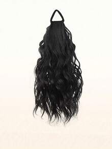 1条女士纯色简约弹力发圈，12英寸分层波浪马尾假发饰品，发绳，发圈，发饰，适合所有季节，是低马尾的理想选择，橡皮筋发绳弹力发圈 - 彩色 - 查看 10