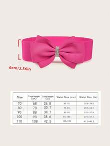 1pc Bow Buckle Casual Fashion Waist Belt, Fit For Plus Size Dress Accessory Summer, School Fall, Autumn, Halloween - Hot Pink - View 9