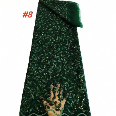 قماش دانتيل أفريقي عالي الجودة مرصع بالترتر لفستان زفاف نيجيري، قماش دانتيل شبكي فرنسي، خامة خياطة بتصميم أوراق