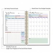 Cuaderno planificador de presupuesto | Libro de almacenamiento financiero mensual con seguimiento de gastos, 5.5"X8.3", diseño de portada abstracto, papel resistente, adecuado para uso doméstico, escolar y empresarial - A - Ver 6