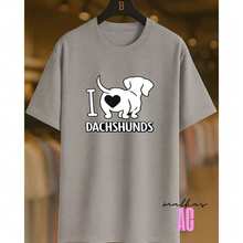 Love Dachshunds Sausage Dog T-Shirt 02 Printed White 100% Cotton Unisex Men's Women's Comfortable - 灰色 - 查看 2