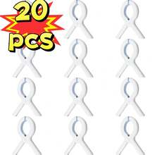 6/12pcs Beach Towel Clips, Heavy Duty Plastic Clothespins, Blanket Drying Clips, Windproof Clips, Home Supplies - White and Yellow - View 10