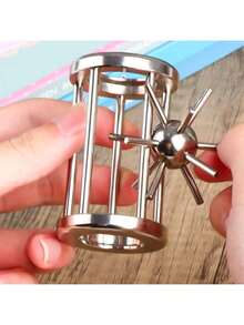 Classic Golden Cage Puzzle, Brain Teaser, IQ Lock. Suitable For Office Stress Relief, Great Gift Item - Multicolor - View 10