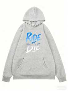 Hoodie Ride Or Die Graphic Print Streetwear Urban Fashion For Men And Women Casual Outfit City Life Style - Gris - Ver 2