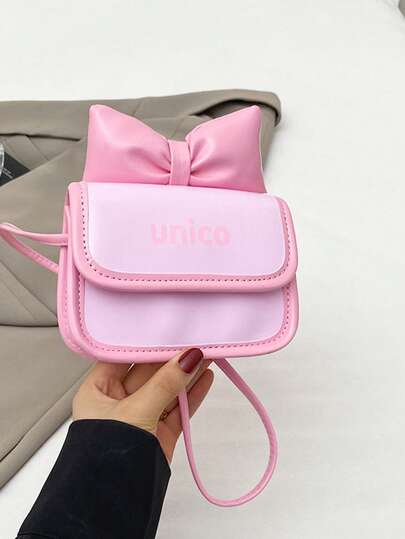 Macaron Bow Mini Crossbody Bag, Sweet Girl Style Small Square Bag, Multi-Color Versatile Cute Purse